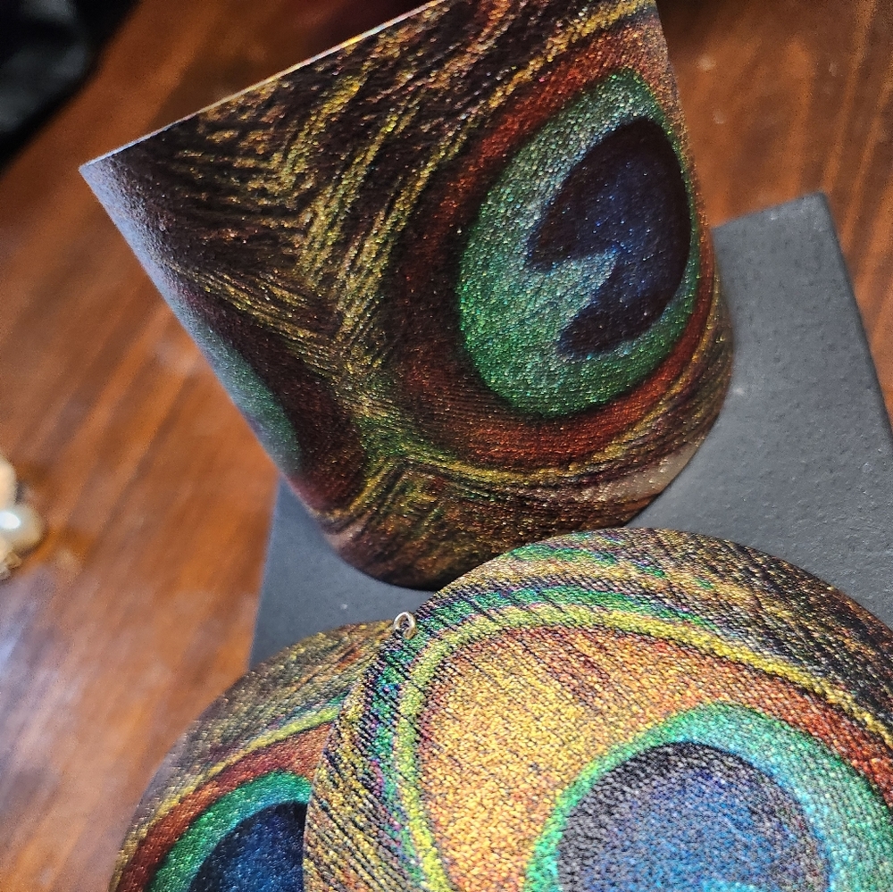 Peacock Gold Cuff Bracelet & Earrings
